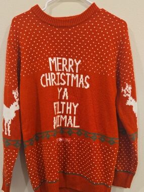 Red "Merry Christmas Ya Filthy Animal" Holiday Sweater